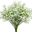Gypsophila Artificial Flowers, Pack of 5 White Gypsophila Plants for Wedding Bridal Bouquets Decoration (White)
