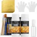 Nicpro Gold Leaf Gilding Adhesive Set, 100ml Water Based Glue and 100ml Varnish, 100 pcs Gold Leaf Sheets for Arts, Painting, Craft, Furniture and Decoration with 4 Brushes