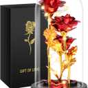 Mothers Day Mom Gifts for Women, Womens Gift for Birthday Gifts for Women Mom Wife Girlfriend, Light Up Rose in A Glass Dome, Rose Gifts for Valentines, Mothers Day, Womens Day (Red)