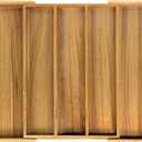 VaeFae Acacia Kitchen Silverware Organizer, Cutlery Drawer Organizer with 5 Compartments, Wooden Utensil Holder for Flatware and Cooking Tools (Large)