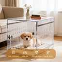 Dog Crate Furniture, Clear Indoor Dog Kennel for Small to Medium Dog, Durable Crack-Resistant PC Polycarbonate Pet Kennel, Lockable & Ventilated, Modern Dog Crate End Table,21.6"Lx15.7"Wx17.7"H