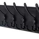 Dseap Coat Rack Wall Mounted - 10 Tri Hooks, 38-1/4" Long, Heavy Duty Wooden Wall Coat Hanger Coat Hook for Clothes Hat Jacket Clothing, Black