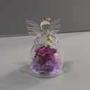 Valentines Day Rose Gifts for Her,Fresh Flowers for Delivery,Birthday Gifts for Women Mom,Preserved Flowers in Glass Angel Figurine,Angel Mothers Day Rose Gift for Mom Grandma,Purple Gift Valentines
