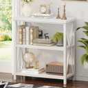 FATORRI Small Bookshelf for Small Space, Short Rustic Low Bookcase, Modern Wood and Metal Book Shelf and Narrow Book Case for Living Room, Hallway (White Oak)