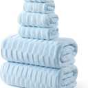 REDKISS Extra Large Bath Towel Set 6-Pack, 670 GSM, 2 Bath Sheets(40"x80"), 2 Hand Towels, 2 Washcloths - Ultra Absorbent & Quick-Dry, Super Soft Bathroom Towels for Hotel, Spa, Gym -Blue