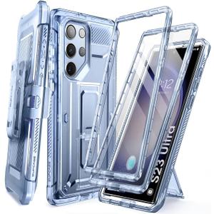 SUPCASE for Samsung Galaxy S23 Ultra Case with Stand, [Unicorn Beetle Pro] [2 Front Frames] [Built-in Screen Protector & Belt-Clip] Military-Grade Protection Phone Case for Galaxy S23 Ultra, FrostBlue