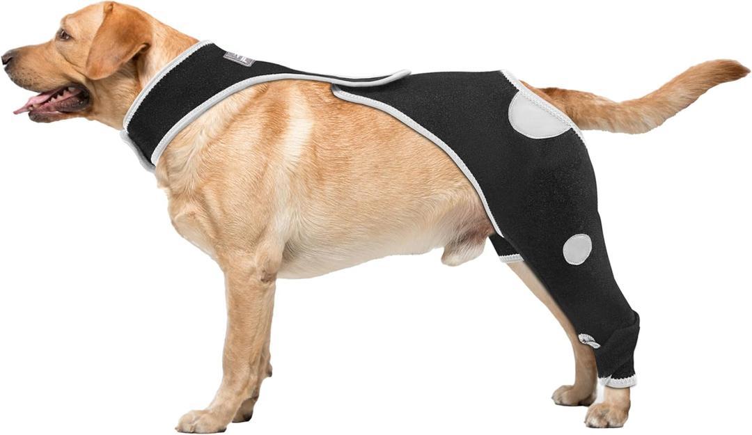 Rear Left Leg Dog Surgery Recovery Suits, Pet Sleeves for Dogs to Stop Licking, Reflective Material Dog Leg Sleeve Cone Collar Alternative for Small Dog (XS)