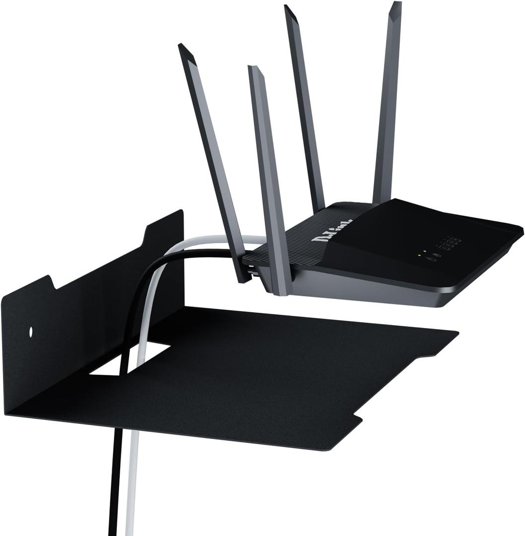 Floating Metal Wall Mount Shelf,Shelf for Projector,TV Cable Box,Router,Speaker,Sound Bar,Camera,Gaming,Decor Display (1, Medium), 9.06" x 6.69"