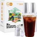Turbo Bee 20 OZ 200 Sets Clear Plastic Cups with Strawless Sip Lids, To Go Crystal Clear Disposable Plastic Cups with Lids for Iced Coffee, Smoothies, Soda, Lemonade, Cold Beverage (20oz)