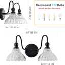 Vintage Bathroom Light Fixtures Over Mirror, 2-Light Black Wall Sconce Lighting with Flower Glass Shade, Farmhouse Vanity Lights for Bedroom Kitchen Living Room Hallway Light