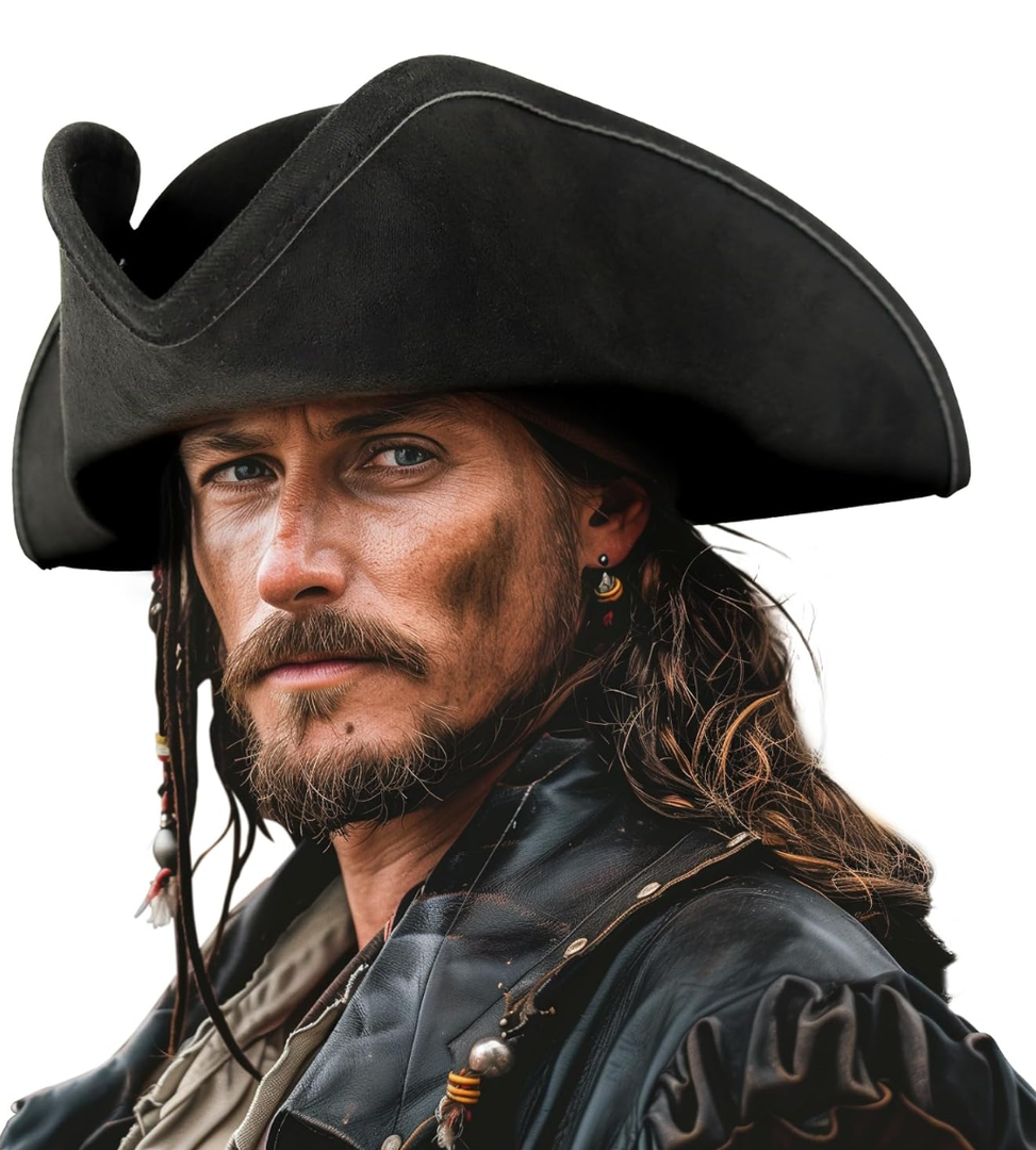 HOMELEX Pirate Hat for Women & Men Colonial Tricorn Halloween Adult Revolutionary war Costume Accessory HOMELEX Pirate Hat for Women & Men Colonial Tricorn Halloween Adult Revolutionary war Costume Accessory