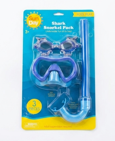 Sun Day Shark Snorkel Pack, a 3-piece kids' swimming set
