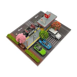 Malamfans 1/64 Scale Car Model Display Case, for Hot Wheels Collectors with Underground Station, Scenic Diorama Display Car Park with LED Lights (The Subway Entrance Scene Includes 6 Parking Spaces)