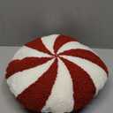 Christmas Candy Cane Throw Pillow, Cute Plush Cushion Winter Xmas Decorations, Red White Fluffy Lollipop Shaped Pillows for Living Room Sofa Couch Holiday Home Decor (Spiral Lollipop)