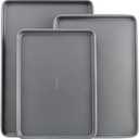 GoodCook Everyday Nonstick Baking Sheet Set, 3 Pack Includes Small (13×9) Medium (15×1) and Large (17×11) Pans Carbon Steel Construction Cookie Sheets Bakeware Set, Gray