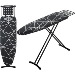 RAINHOL Ironing Board 43x13, Compact Iron Board Full Size with Heavy Duty Iron Rest, Thick Padded Cover, Adjustable Height, Sturdy Lightweight Steel Legs, Black