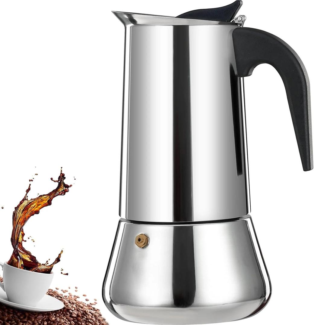 12-Cup Stainless Steel Stovetop Espresso Maker, Italian Moka Pot Percolator Coffee Maker, Classic Mocha Coffee Machine for Café-Style Coffee
