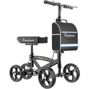 BlessReach Knee Scooter for Adults for Foot Injuries, Dual Braking System
300lbs Foldable Leg Scooter, 120° Turning, PadAdjustable Height, Storage Bag,Crutch Alternative for Ankle Recovery, Black