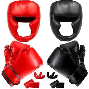 14 Pcs Boxing Set Boxing Equipment Set for Beginners Including 2 Pair of 6 oz Boxing Gloves Headgear Helmet Hand Wraps Mouth Guards Gifts Training Equipment