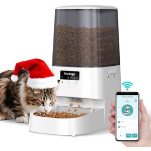 Automatic Cat Feeder with App Control, 5L Food Dispenser for Cats and Small Dogs, 2.4/5G Wi-Fi, Dual Power, Programmable Portions, Anti-Jam & Fresh-Lock, Stainless Steel Bowl, Easy to Clean