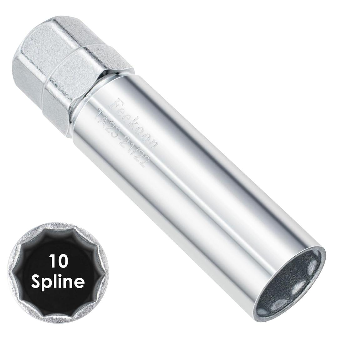 Feekoon 10 Spline Lug Nut Tool Key Replacement for TA23-21/22, Compatible with Bimecc 10-Spline Lug Nut and Lug Bolts, Truck Large SUV with 13/16 and 7/8 Hex Drive, Alloy Steel