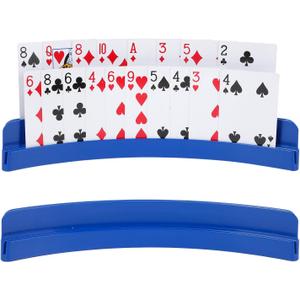 2 Packs of Double-Layer Card HoldersPlaying Card Holder for Kids Adults Hands Free Card Holder for Family Card Game Nights Poker Parties (Blue-black(2pack))