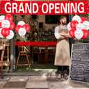 42 Pieces Grand Opening Decorations Kit Includes 1.5 x 9.8 ft Grand Opening Banner 40 Balloons and Satin Ribbon for Events Inaugurations Ceremonies (Red, White)