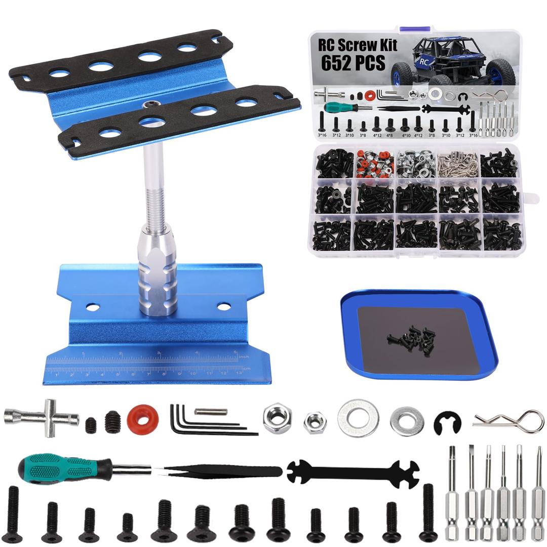 Kimapeso RC Car Stand Repair Workstation Portable RC Work Stand RC Repair Stand for 1/8 1/10 1/12 and 1/16 Scale RC Cars Trucks Crawlers and More