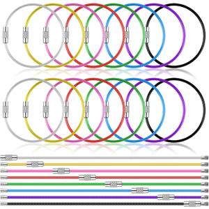PEASUG 32 Pack Wire Keychain Cable, Cable Stainless Steel Key Ring, Luggage Tags Loops for Keyrings, Key Tags, Luggage Tags