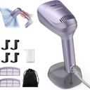 Vacuum Steamer for Clothes, Handheld Travel Garment Steamer with 3500Pa Suction and 400ml Big Capacity, 2-in-1 Steamer  Iron with Large Ceramic Heat Panel, 110v-120v (Purple)