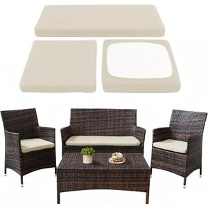 SUKAIKEQA Waterproof 3-Piece Patio Sofa Cushion Cover Set - Replacement Covers for Outdoor Wicker Furniture, Bench & Seat Cushions, Off White