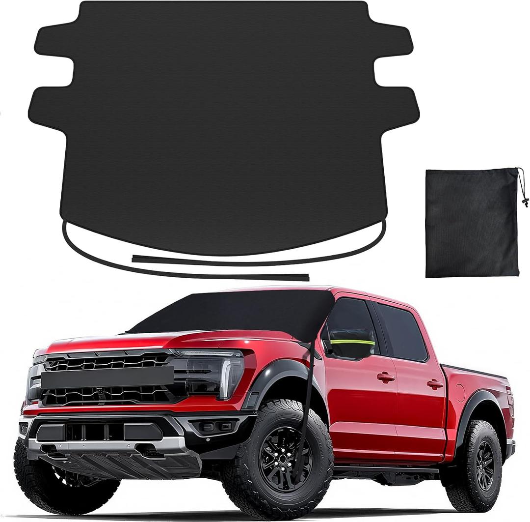 REEVAA Upgraded Car Windshield Cover for Ice & Snow [All-Weather Protection] Magnetic Fit Weatherproof Frost Cover, Car Winter Accessories, Fit for Trucks, Full-Size SUVs