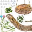 HERCOCCI Bearded Dragon Tank Accessories, Reptile Hammock Natural Seagrass Fiber Habitat Decor Flexible Vines Terrarium Toys for Climbing, for Anole Bearded Dragon Lizard Gecko