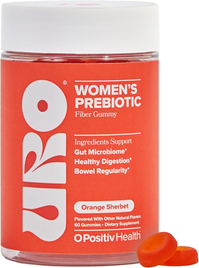 O Positiv URO Fiber Gummies for Adults, 60 Count (Pack of 1) - Prebiotic Chicory Root Inulin Fiber Supplement - Daily Gummy Fiber for Digestive Gut Health - Non-GMO, Vegan & Cruelty-Free, BBD 06/21/27