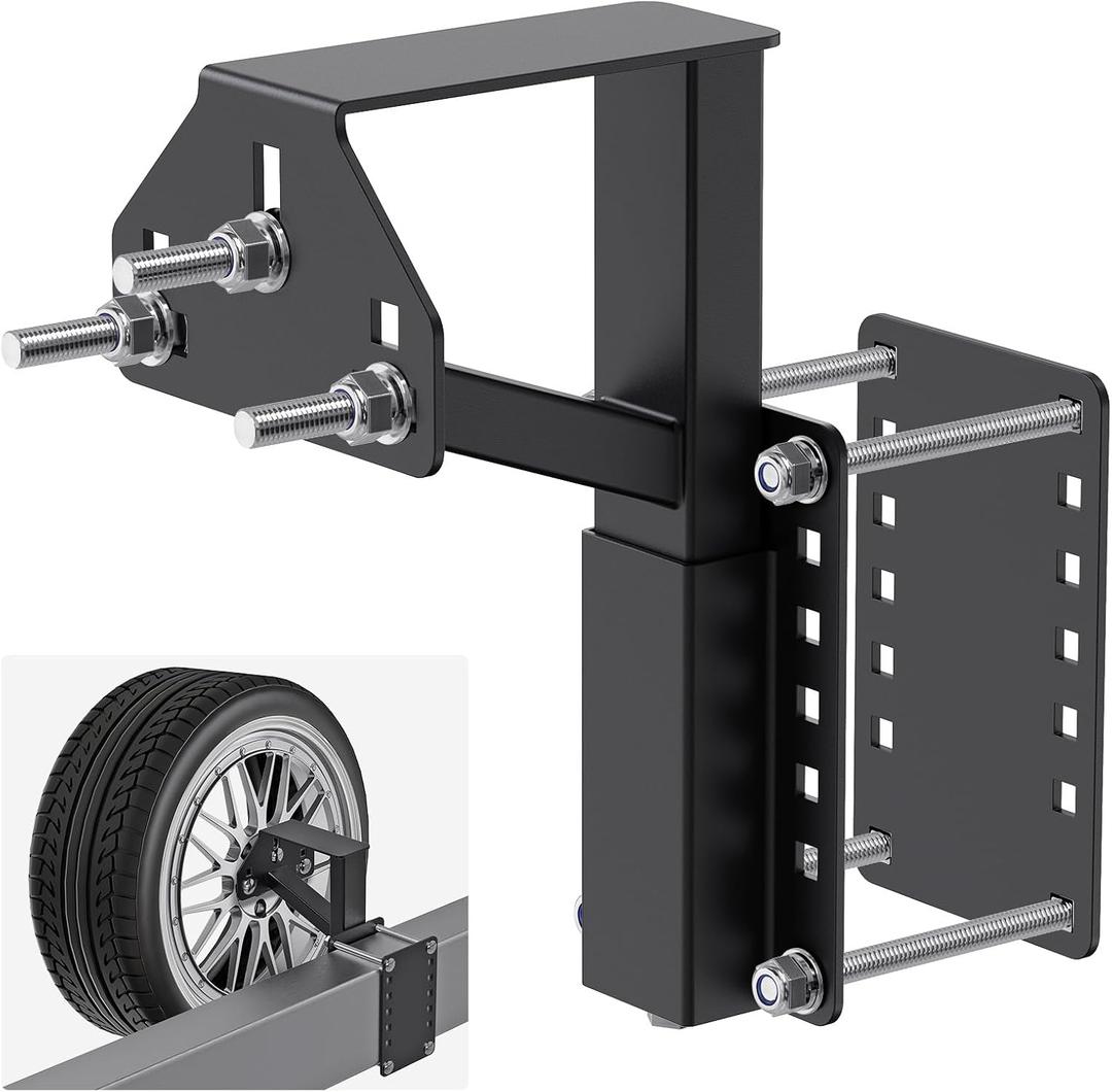 Heavy Duty Spare Tire Carrier Mount Bracket for Utility Trailer, RV, Camper & Boat Fits 4/5/6 Lug Wheels with 4", 4.25", 4.5", 4.75", 5", 5.5" & 6" Bolt Patterns, Holds up to 160 lbs