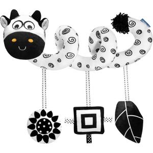 Car Seat Toys for Babies 0-6 Months,Hanging Rattle Toys for Crib Mobile, Baby Spiral Hanging Stroller Black and White High Contrast Toys for Newborn 0 3 6 9 12 Months Baby Boys Girls (Cow)