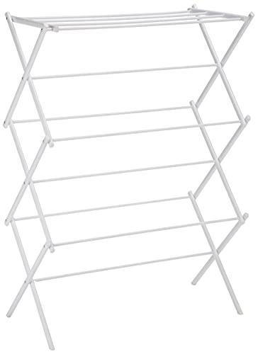 Amazon Basics Foldable Portable Laundry Rack for Air Drying Clothing, Indoor Outdoor Use - 14.5" D x 29.5" W x 41.8" H, White