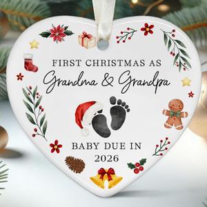 3 x Pregnancy Announcement for Grandparents - Grandparents Gifts for Grandma Grandpa - Baby Pregnancy Announcement Ornament for New Expecting Grandma, Grandpa - Ceramic Christmas Ornament 2026
