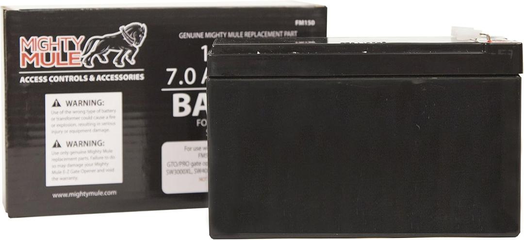 Mighty Mule 12-Volt Battery for Mighty Mule Automatic Gate Openers (FM150) , Black