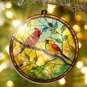 FLAGWIX Cardinal Gifts for Women Men - Suncatcher Ornaments for Tree Decorations 6 in - Sympathy Gifts for Loss of Loved One, Cardinal Ornaments, Memorial Gift Ideas
