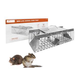HOMESTEAD Live Rat Trap Indoor/Outside - Squirrel Trap, Have A Heart Animal for Chipmunk, Small Rabbits, Weasel and Similar-Size Rodents, 18"x5"x5", 2 Doors, Fully Assembled
