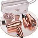 LURA Mini Portable Travel Hair Dryer:Dual Voltage Small Lightweight Blow Dryer with EU Plug,1200W Compact Hairdryer with Folding Handle,with Concentrator&Diffuser Attachment,for Women and Men (Rose Gold)