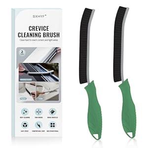 SXhyf Crevice Cleaning Brush - Grout Scrub Brush, House Cleaning Supplies, Gap Cleaning Tools, Home Essentials, Gifts for Women Men, Hard Bristle Crevice Cleaner Brush for Household Use, Bathroom (2 Pack, Green)