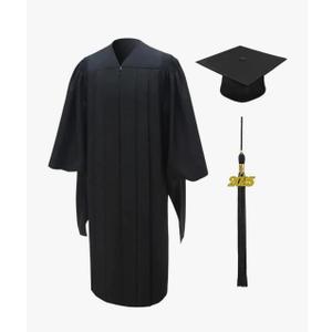 CLERKMANS Unisex Deluxe Masters Graduation Gown, Cap & Tassel with Year Date Package, 48XL