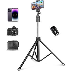 Eicaus Adjustable 72'' Cell Phone Tripod with Remote Control - Versatile Selfie Stick Tripod for Live Streaming, Vlogging, and More - Compatible with iPhone, Android, GoPro, Cameras Black