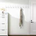 SKOLOO Wall Mounted Coat Rack - 10 Hooks, Heavy Duty, Stainless Steel, Metal Wall Hangers, Sturdy Coat Hooks for Hanging Coats, Jacket, Clothes, Hat, White