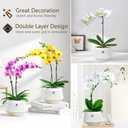 5 inch Orchid Pots with Holes for Repotting,Set of 2,Decorative African Violet Pots with Air-Pruning and Good Air Circulation,Plastic White Orchid Planter with Saucers