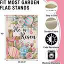Artofy Christian He is Risen Easter Eggs Large Decorative House Flag, Religious Cross Flower Floral Yard Garden Outside Decor, Spring Plaid Farmhouse Burlap Outdoor Home Decoration Double Sided 28x40