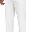 Puimentiua Mens Cotton Linen Pants Business Casual Mens Dress Pants Summer Beach Loose Relaxed Fit Trousers, White XL