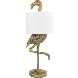 Creative Co-Op Resin Flamingo Table Lamp with Linen Shade, Gold Finish, 32"